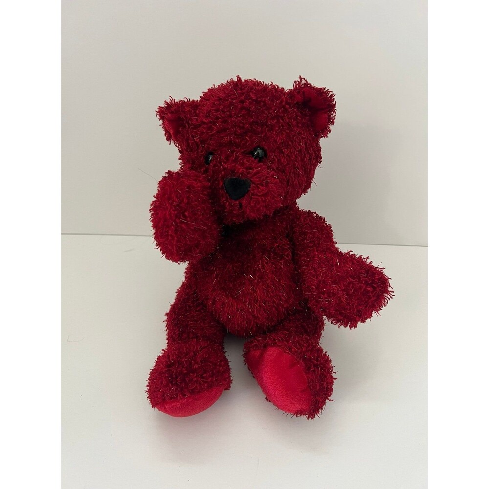 EUC Sparkly Ruby Red Plush Bear Stuffed Animal Anniversary Valentines Date Gift